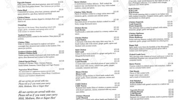 Fishtail Restaurant Bar menu