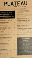 Plateau Eatery menu