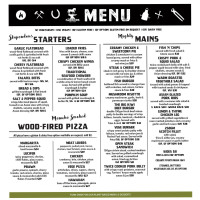 The Farriers Eatery menu