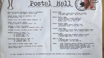 Postal Hall menu