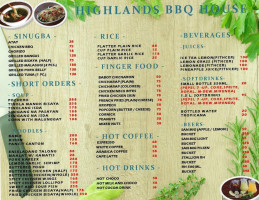 Highlands Barbeque menu