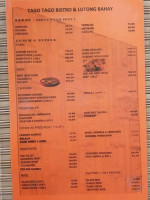 Tago Tago Bistro And Lutong Bahay menu