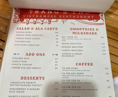 Trang's Pho Vietnamese And Coffee Shop menu