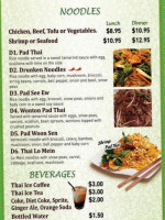 Mai Thai menu