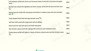 Schronisko Bukowina menu