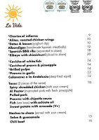 La Vida menu