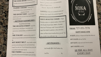 The Nona Slice House menu