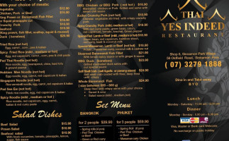 Thai Yes Indeed menu