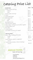 Reflections Catering menu