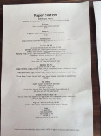 The Paper Station Bistro menu