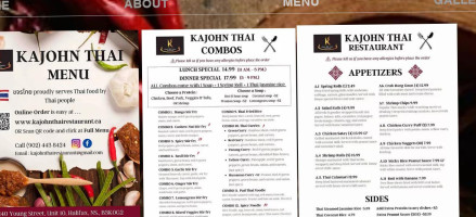 Kajohn Thai Cuisine menu