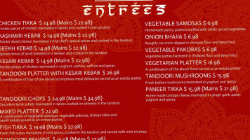 The Indian Cafe menu