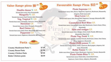 Pirates Club Pizza menu
