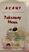 Asahi menu