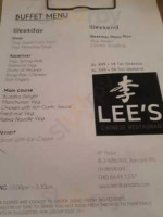 Lee's Chinese Resturant menu