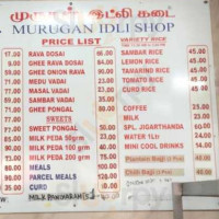 Murugan Idli Shop menu