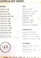 H & A Coffee House menu