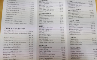 Kenny Tucker Chinese Restaurant menu
