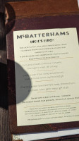 Ms Batterhams menu