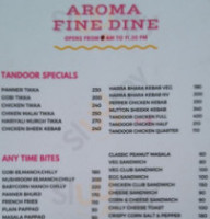 Aroma Fine Dine menu