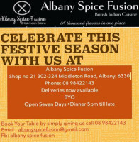 Albany Spice Fusion menu