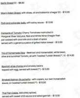 Valencia Vineyard Restaurant menu