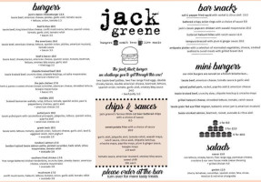 Jack Greene Bar menu