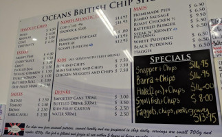 Oceans British Chip Shop menu