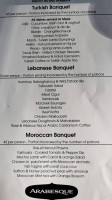 Arabesque Middle Eastern, Turkish Moroccan Melbourne menu