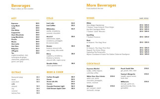 Hangar 4 Cafe menu