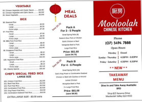Mooloolah Chinese Kitchen menu