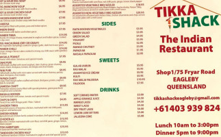 Tikka Shack menu