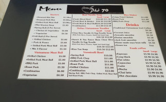 Pho 70 menu