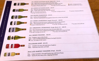 Watershed Wines menu