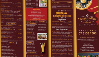 Durga Indian Cuisine Logan menu