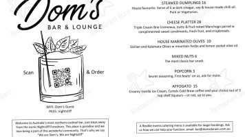 Dom’s And Lounge menu