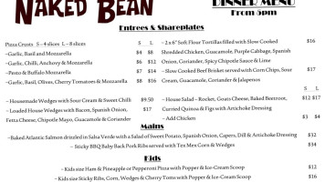 The Naked Bean menu