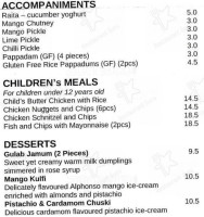 Chingari menu