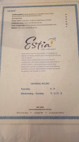 Estia Cafe Restaurant menu