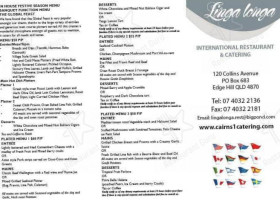 Linga Longa International Restaurant menu