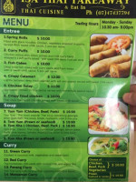 Isa Thai Takeaway menu