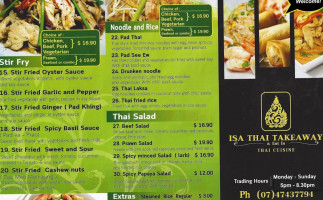 Isa Thai Takeaway menu