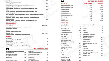 The Malt House Robina menu