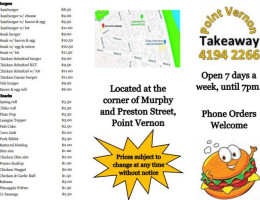 Point Vernon Takeaway menu