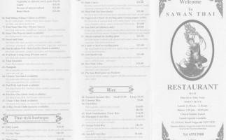 Sawan Thai menu