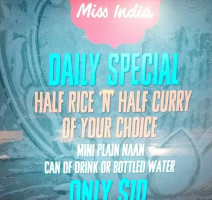 Miss India menu