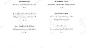 The Barn Steakhouse menu