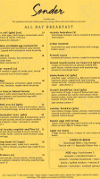Sonder Cafe & Restaurant menu