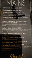 Bar Cleveland menu