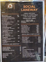 Social Laneway Espresso menu